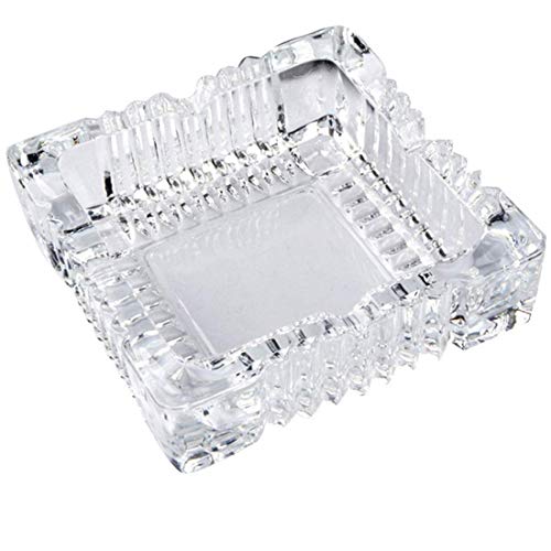 ZLY 2PCS 5 inch Ashtray,Square Tabletop Glass Ashtray Smoke Collectible Tribal Decoration