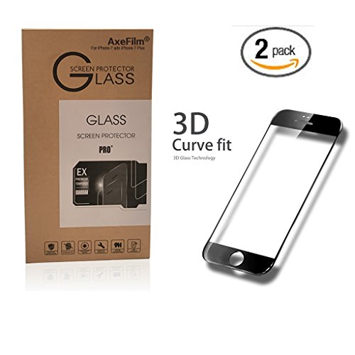 iPhone 6/6s and 6/6s Plus 3D Full Screen Screen Protector,3D Full Coverage Tempered Glass Screen Protector (2 Pack 6/6S Plus Black)