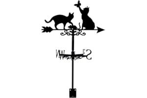 SUPERDANT Cats Weather Vane Cat Butterfly Wind Vanes for Yard Meadow Metal Weathervane Roof Mount for Gardens Outside Black Weathervanes Farmhouse Farm Barn Sheds Patio Decorations Gifts