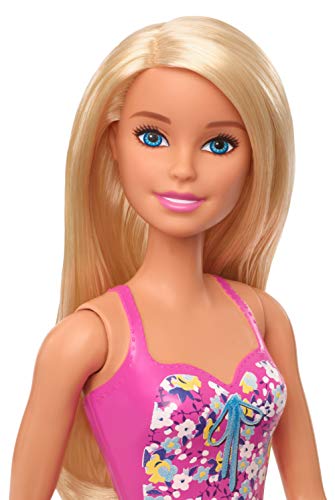 Barbie GHW37 - Beach Puppe mit Badeanzug im Blumenmuster, Spielzeug ab 3 Jahren – Bild 3