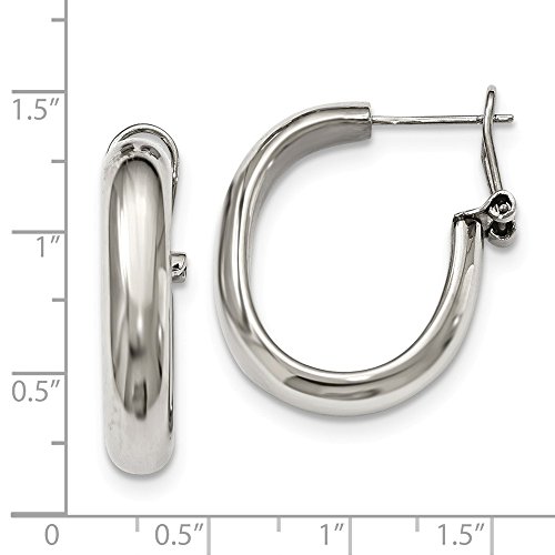 Roy Rose Jewelry CHISEL Stainless Steel Polished Omega Back Hoop Earrings - Thumbnail 2