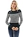 PattyBoutik Women's Crewneck Striped Military Sweater