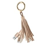 [Apple MFi Certified] Tassle Lightning Key Ring Charging Cable with Aluminum Tips for iPhones & iPads - Gold