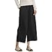 Ecupper Womens Casual Loose Elastic Waist Cotton Trouser Cropped Wide Leg Pants Black, XXL(US 16 )
