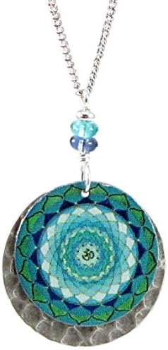 Earth Dreams Handmade Painted Third Eye Chakra Pendant Necklace 18 inch Silver Plated Chain N10805