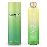 Sursip 32 oz Glass Water Bottle With Stylish Bamboo