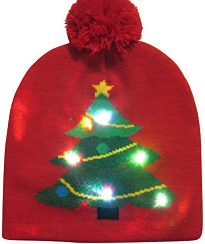 Novelty Hat, Toamen Colorful LED Light-up Merry Christmas Knit Hat Beanie Hairball Warm Cap Gifts, LED Light Detachable