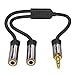KabelDirekt Pro Series Y Stereo Splitter - 1 x 3.5mm Male to 2 x 3.5mm Female - Y Cable Splitter Produces Equal Audio Output for Headphones, Earphones, and Speakers (0.5 feet, Black) primary