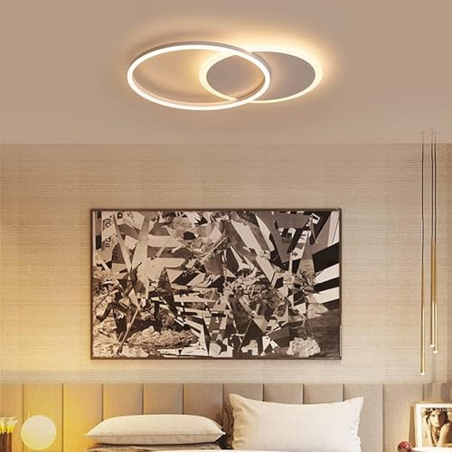 Moonm LED Ceiling Light 36 W, Dimmable LED Ceiling Light 3000 K-6000 K | bedroom chandelier with remote control, modern ceiling chandelier, aluminium, living room with two circles, ceiling lights