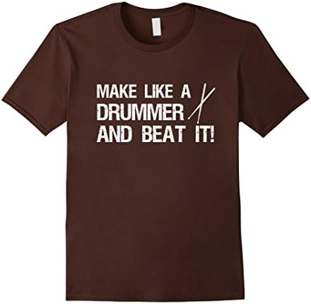 Men's Make Like a Drummer and Beat It Percussion T-Shirt Large Brown