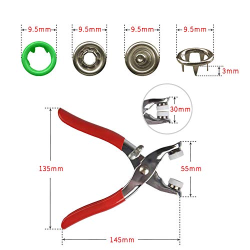 Snap Fastener Kit Tool 200 Pcs with Plier