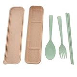 DYNWAVE Safe & Reusable Cutlery Set – Fork, Spoon, Chopsticks – Eating Utensil Dishwasher with Case for Camping Office School Lunch Travel