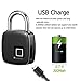 Fingerprint Padlock, Alloet Waterproof Keyless Anti-Theft Padlock, Suitable for Door, Cabinet, Backpack, Cargo, Bike, Luggage, Support USB Charging