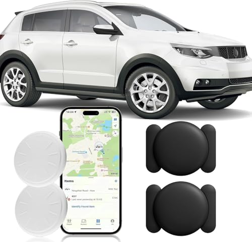 GPS Tracker for Vehicles No Subscription,Real Time Car Locator,Magnetic Anti-Theft Vehicle Tracking Device Work with Apple Find My(iOS Only) for Cars,Kids,Elderly,Pets,Wallet,Luggage (Black,2PCS)