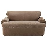 SureFit Stretch Pique 3-Piece - Sofa Slipcover - Taupe