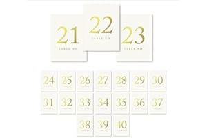 Andaz Press Metallic Gold Ink Wedding Table Numbers 21-40, 4x6-Inches Table Number Cards For Wedding Reception Table Number For Seating Chart For Wedding Reception, Restaurant, Boda