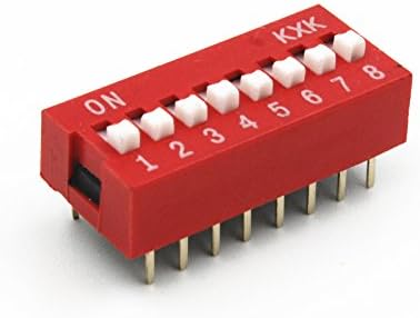 WYHP 2.54mm Red Pitch 8-Bit 8-Positions Slide Type DIP Switch Pack of 10pcs