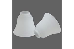 Anmire 2 Pack White Frosted Spiral Textured Glass Lamp Shades, Bell Shaped Light Fixture Replacement Globe or Cover with 2-1/8-Inch Fitter for Ceiling Fan Light Chandelier Wall Sconce G0075