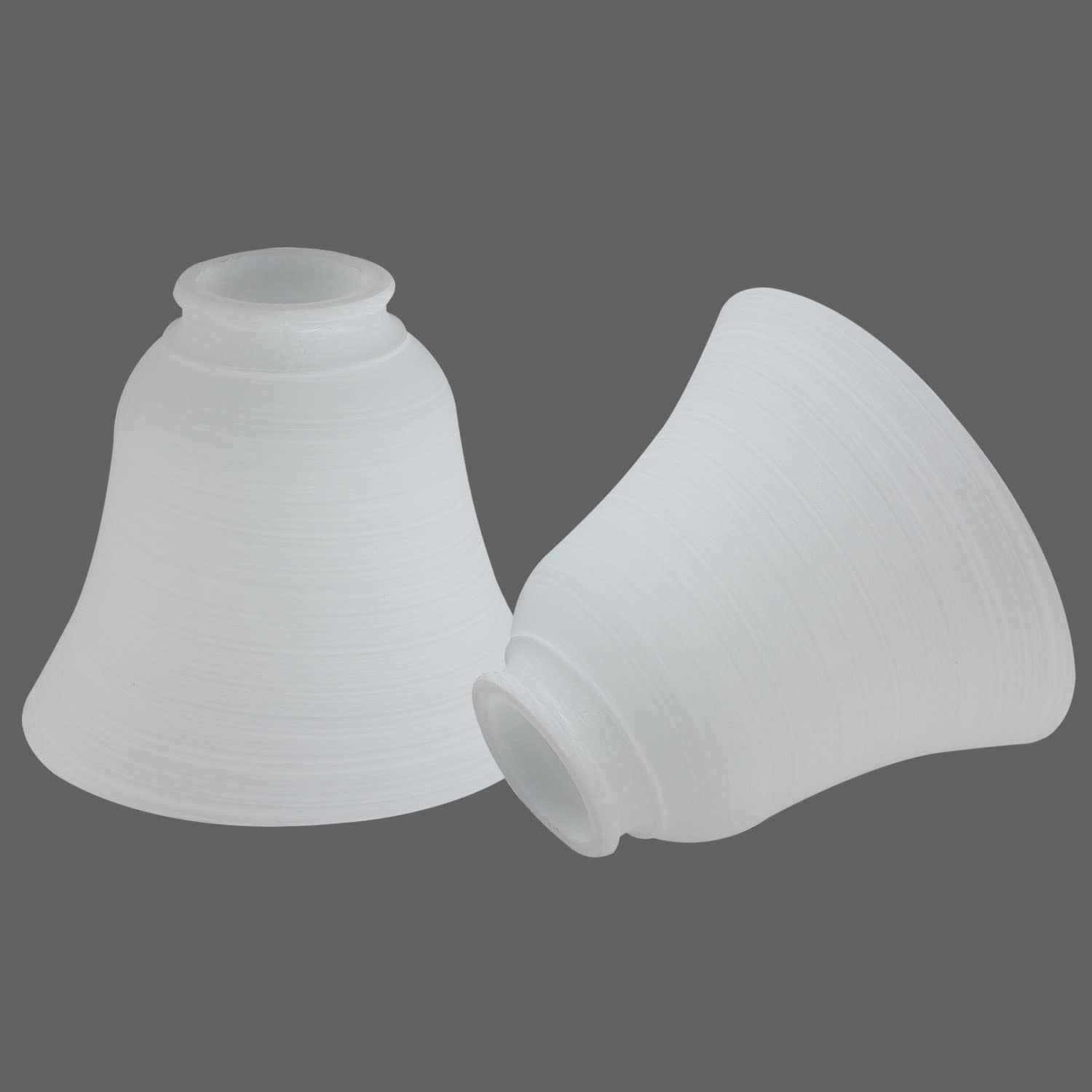 Photo 1 of Anmire 2 Pack White Frosted Spiral Textured Glass Lamp Shades, Bell Shaped Light Fixture Replacement Globe or Cover with 2-1/8-Inch Fitter for Ceiling Fan Light Chandelier Wall Sconce G0075