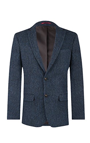 Harris Tweed Mens Blue Suit Jacket Regular Fit 100% Wool Herringbone-42R - Thumbnail 4