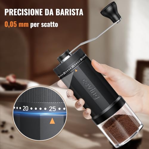 CEVING World's First 60g High Capacity Manual Coffee Grinder, Black | Portable Grinder with 40 Settings Ceramic Conical Grinder for Pour Over French Press Camping Travel Gift