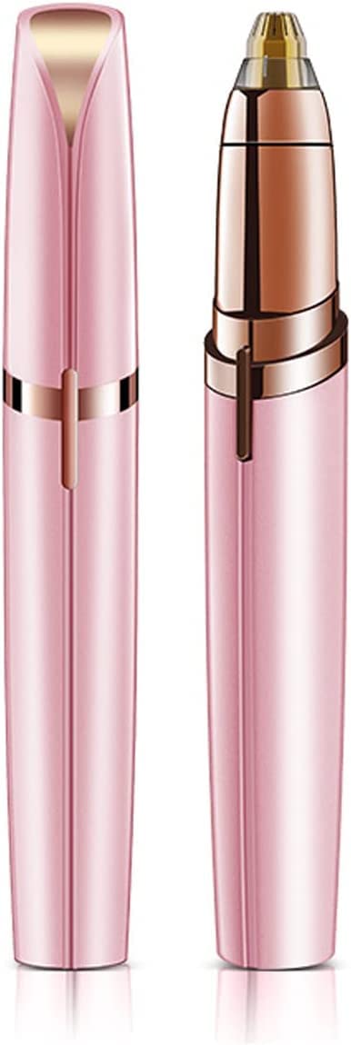 Eyebrow Trimmer Remover Recharge, Electric Eyebrow Nose Hair Remover Trimmer with LED Light, Painless and Precise Portable Razor for Female Face with USB Port, Rechargeable Eyebrow Remover (Pink)