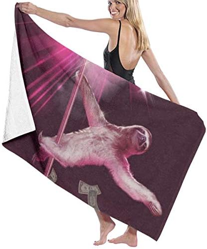 Fancy Illusion Large Microfiber Pool Swim Bath Towels, Pole Dance Sloth Dancer Big Bath Gym Sheet Surfing Beach Towel for Kids Adults