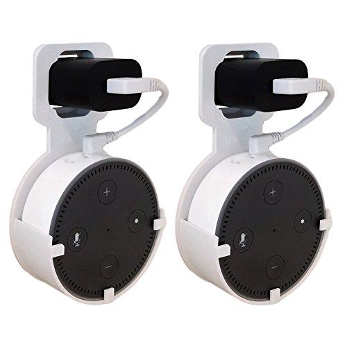 The Spot by Dot Genie: The Original Outlet Wall Mount Hanger Stand for Home Voice Assistants - Designed in USA - No Messy Wires or Screws - Multiple Colors (White 2-Pack) - Thumbnail 7