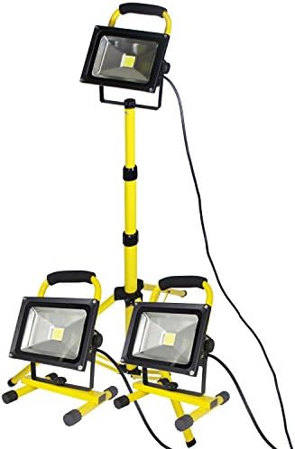 20 Watt LED Portable Worklight Floodlights w/Telescoping Tripod 1900 Lumens, Set of 3
