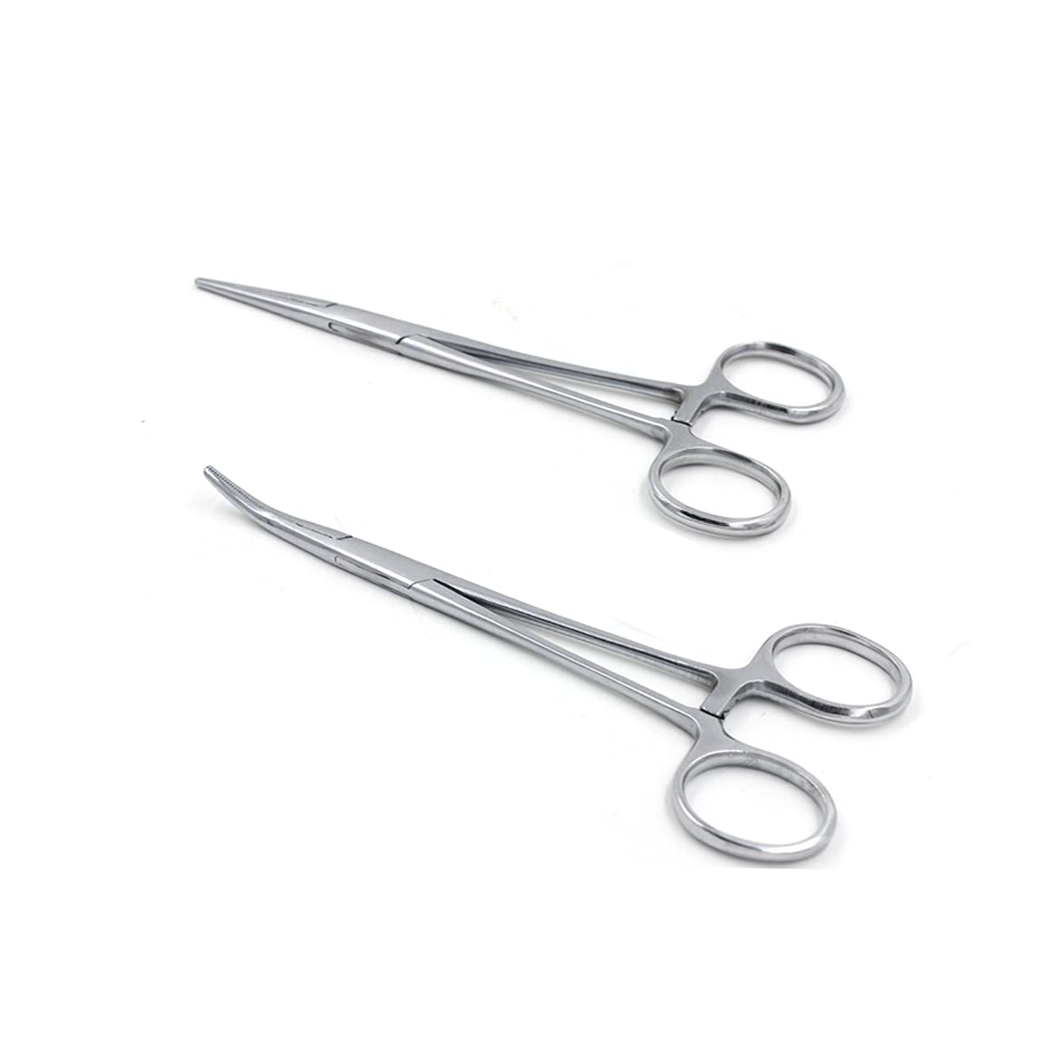 2pc Locking Straight & Curved Clamp Hemostat Forceps,Locking Tweezers Clamp for Pet Dog Grooming Ear Hair Cleaning Tools (14cm/5.5in)