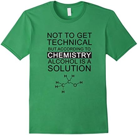 Mens Funny Science Alcohol Is A Solution Joke T-Shirt Tee XL Grass