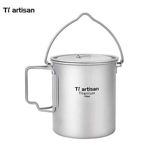 Ti artisan Titanium 750ml Hanging Pot Outdoor Camping Cookware Pot