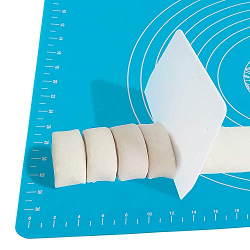 GALYGG Rolling Pin and Silicone Baking Pastry Mat Set, Dough Board with Measurements Reusable Non-Stick and Easy to Clean,Silicone of Highest Grade FDA Certified