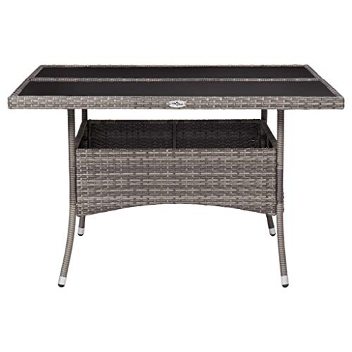 vidaXL Gartentisch für 4 Personen Esstisch Terrassentisch Balkontisch Rattantisch Gartenmöbel Tisch Rattanmöbel Grau Poly Rattan Glas – Bild 3