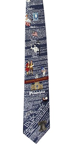 Mens 100% Silk Navy Blue Philadelphia Map We The People Tie Necktie