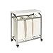Seville Classics Mobile Laundry Hamper Sorter Cart, 3-Bag with Folding Table, Champagne