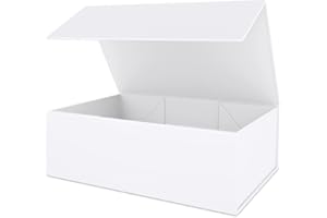 ROSTELACK White Gift Box 12" x 6" x 4" with Magnetic Closure Lid Gifts Boxe for Presents,Bridesmaid Gifts Boxes,Cute Box,Birthday Gift Boxe,Luxury for Gifts Packaging, Magnetic Gift Boxes for Wrapping Gifts (White)