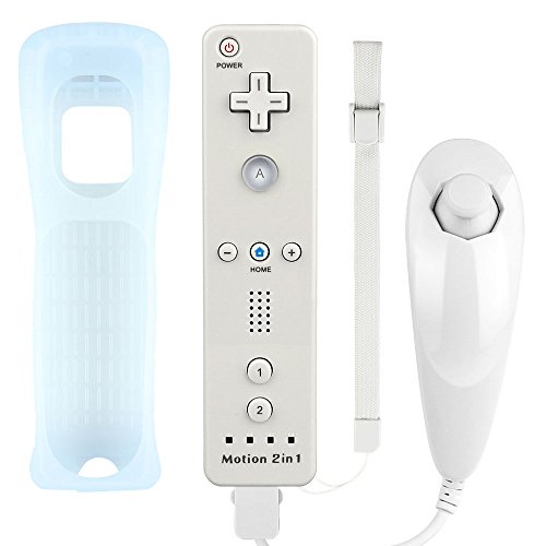 Wii Remote Plus,XW05 Nintendo Wii Controller and Nunchuck Built-in Motion Plus Vibration Motor With Silicone Case Wrist Strap For Wii And Wii U-White Wii Remote Plus,XW05 Nintendo Wii Controller and Nunchuck Built-in Motion Plus Vibration Motor With Silicone Case Wrist Strap For Wii And Wii U-White