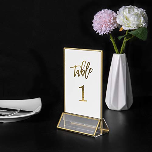 HIIMIEI 18 Pack Gold Sign Holders 4x6'' Acrylic Double Sided Table Menu