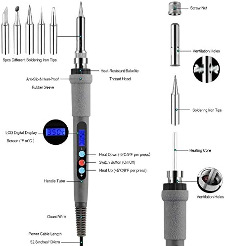 Zestaw Do Lutowania 60 W 220 V 22 Szt Zestaw Do Lutowania 60 W Cyfrowe Stacja Lutownicza Wyswietlacz Lcd Regulowana Temperatura 180 C 480 C Lutownica Precyzyjna Do Naprawy I Uzytku Domowego Amazon Pl Home Improvement