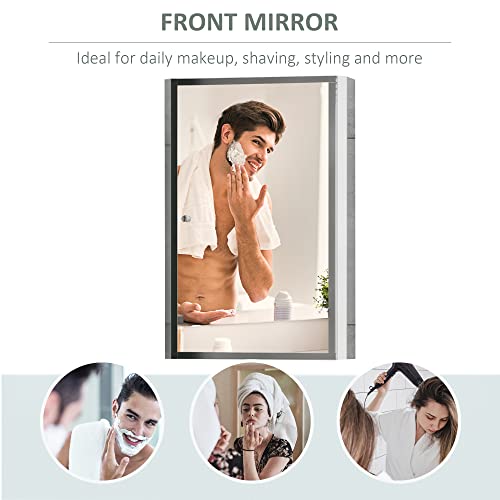 Bathroom Mirrored Vertical 16" x 24" Stainless Steel Frame Medicine