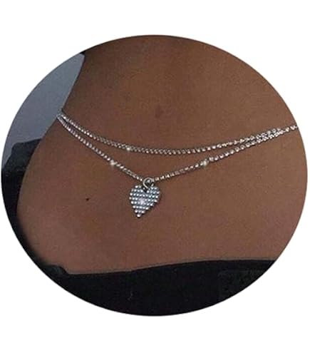 Amazon.com: Jumwrit Rhinestone Heart Waist Chain Bling Body  display picture 3
