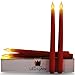 Tapered Timer Candlesticks Set of 4 Battery Operated Flameless LED Candles, Red Wax and Amber Yellow Flame, 11