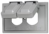 Leviton 4976-GY 1-Gang Duplex Device Wallplate Cover, Weather-Resistant, Thermoplastic, Device Mount, Horizontal, Gray