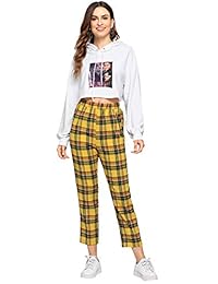 Pantalones de tartán para dama con cintura media