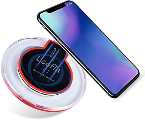 Portable Wireless Charger, Leafia [Sleep Friendly] Fast Wireless Charging Pad Stand for Apple iPhone 8/8 Plus, iPhone X, Samsung Note 8/5, S8/S8 Plus/S7/S7 Edge/S6/S6 edge/S6 edge Plus - Black