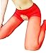 Queen.M Erotic Open Crotch Sheer Stocking Transparent Pantyhose Sexy Silk Socks,Red,One Size