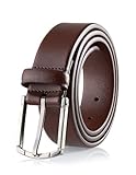 Savile Row Men's 100% Leather Classic Dress Belt Brown (Size 36)