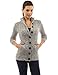 PattyBoutik Women's Mock Neck Cable Knit Cardigan (Light Gray M)