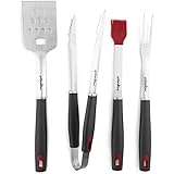 Grillaholics BBQ Grill Tools Set - 4-Piece Heavy Duty Stainless Steel Barbecue Grilling Utensils - Premium Grill Accessories for Barbecue - Spatula, Tongs, Fork, and Basting Brush